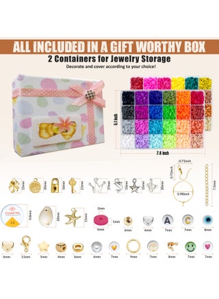 11,000 Pcs 48 Colors Clay Beads Bracelet Making Kit, DIY flat jewelry kit with Charms & Elastic Strings for Necklace, Earing & Jewelry, Polymer Heishi Beads Gift for Girls Adults Age 6+ - view 5