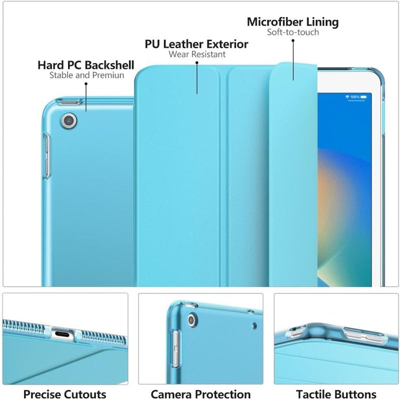 MoKo Case for iPad 9th Generation 2021/ iPad 8th Generation 2020/ iPad 7th Generation 2019, iPad 10.2 Case Slim Stand Hard Back Shell with Auto Wake/Sleep, Peacock Blue - Image 5