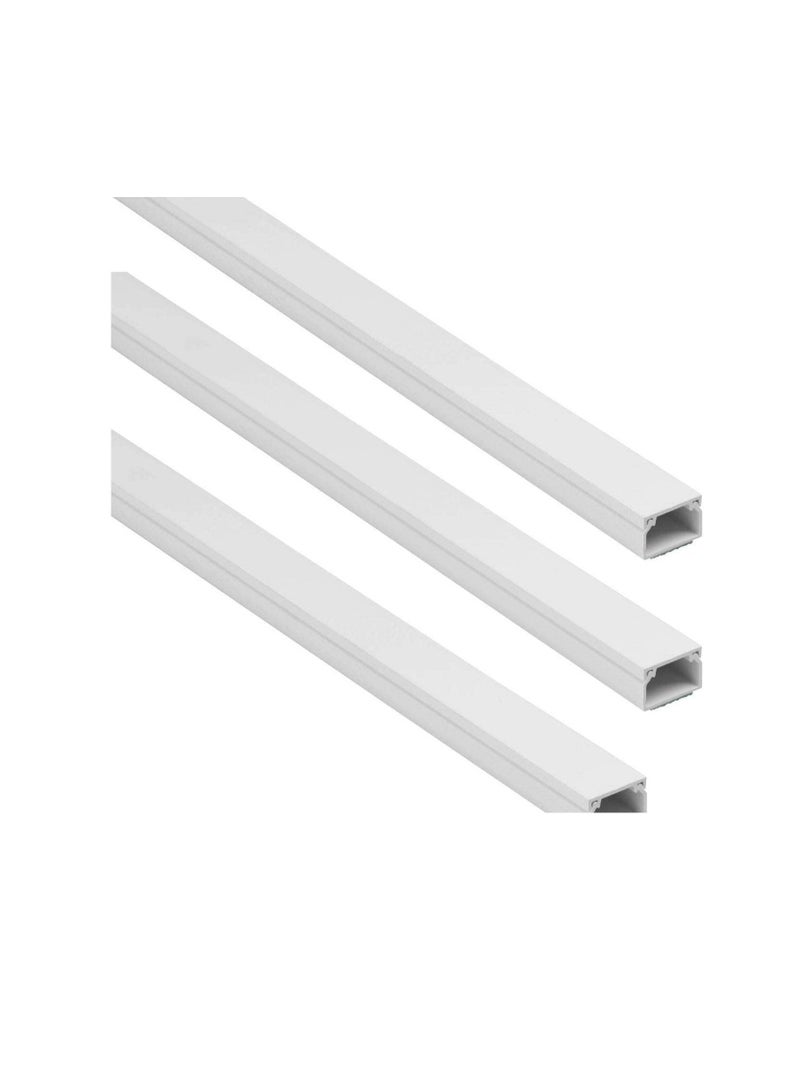 90cm Square Cable Box Self Adhesive PVC Trunking White Red Sticker Wall Cord Cover Cable Concealer On-Wall Wire Cover Paintable Cable Management Raceway to Hide Wires - Pack of 3 (25x16MM)  - Image 1