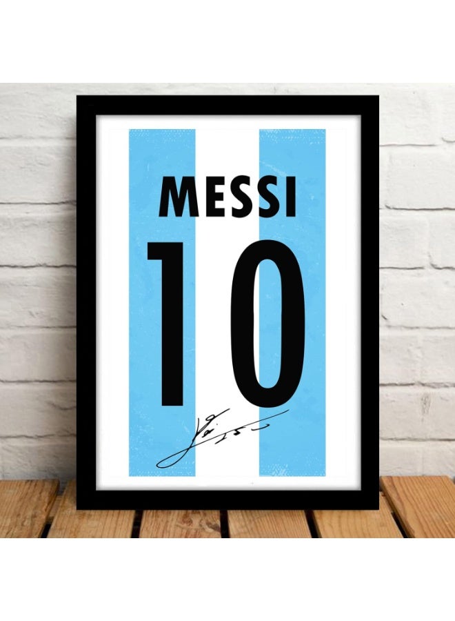 Home Trove HOME TROVE Messi Argentina Jersey Art Print Poster – 10x13 Inch Framed Wall Decor for Bedroom, Office – Multicolour Football Artwork - Image 4
