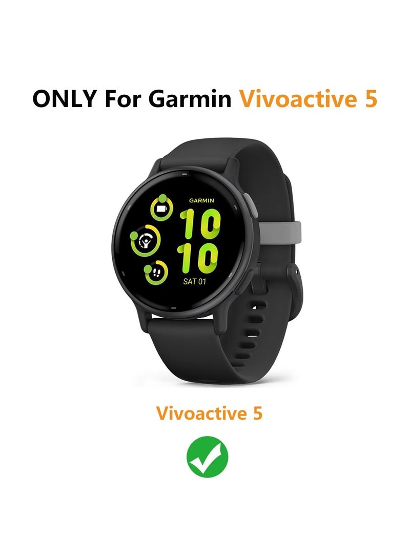 Compatible with Garmin Vivoactive 5 Case Cover Waterproof PC Protective Case Full Cover Built-in HD Tempered Glass Screen Protector for Garmin Vivoactive 5 Smart Watch (Black) - Image 2