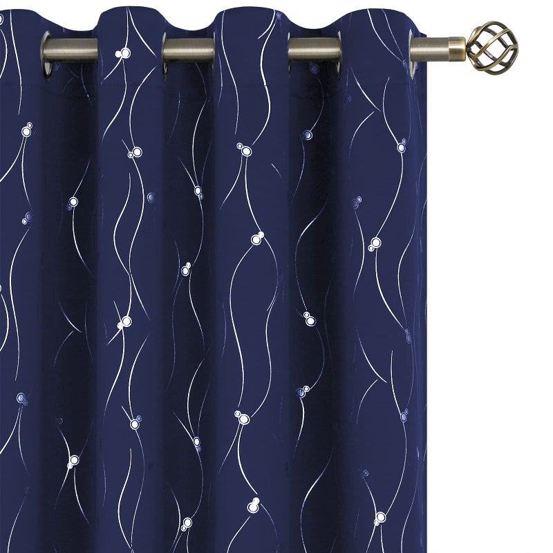 BGment Navy Blue Blackout Curtains for Boy Bedroom Nursery Curtains 84 Inch Length 2 Panels Set Grommet Room Darkening Window Drapes with Printed 52 Inch Wide Each