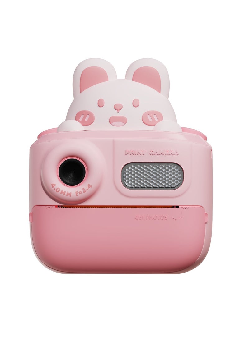 GULFLINK K64 Cute Cartoon Design HD 48 Million Pixels Video Recording 1080P Instant Print Camera Kids Toy for Children - Pink - Image 1