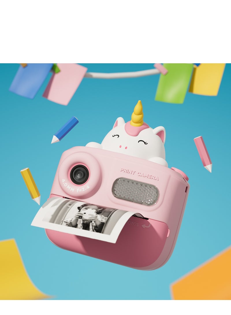GULFLINK K64 Cute Cartoon Design HD 48 Million Pixels Video Recording 1080P Instant Print Camera Kids Toy for Children - Pink - Image 4