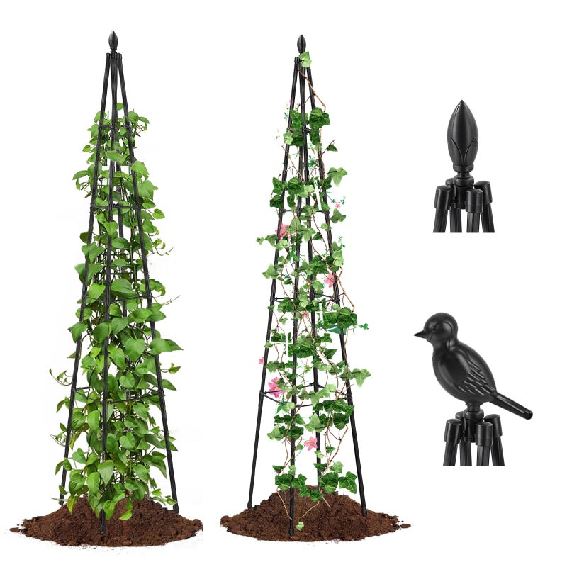 AlisisFores 2 Pack Garden Trellis for Climbing Plants Outdoor63inch Tall Rustproof Metal Obelisk Trellis Support for Potted Vines Vegetable Plants Indoor Outdoor Lightweight - Image 2
