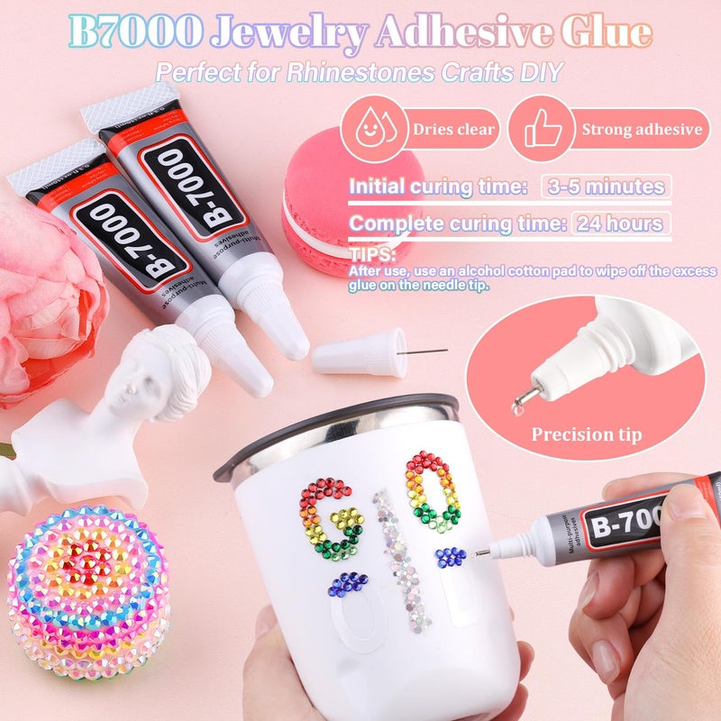 BELLEBOOST 24000Pcs Resin Rhinestones for Bedazzling with B7000 Jewelry Glue, Multicolor 3mm Flatback Gems Rhinestones for Crafting, Clothing Tumblers Mugs Shoes Fabric Decor Nail Art - Image 5