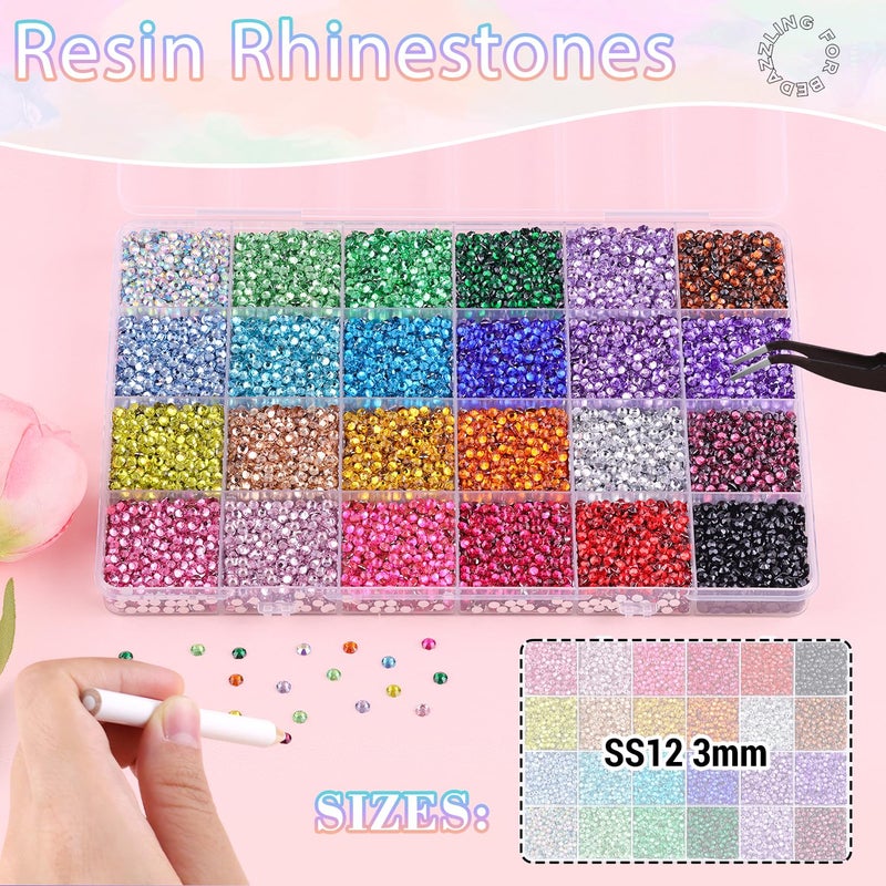BELLEBOOST 24000Pcs Resin Rhinestones for Bedazzling with B7000 Jewelry Glue, Multicolor 3mm Flatback Gems Rhinestones for Crafting, Clothing Tumblers Mugs Shoes Fabric Decor Nail Art - Image 2