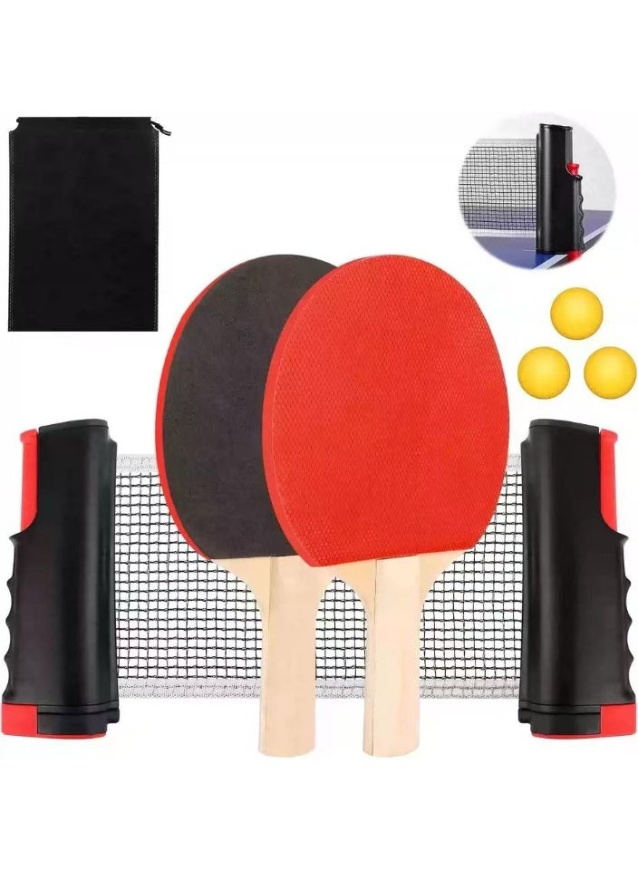 Bukela Ping Pong Paddle Set, Portable Table Tennis Set with Retractable Net, All-in-One Table Tennis Set with Ping Pong Paddles, Balls, Table Top Family Game Random Color - Image 1