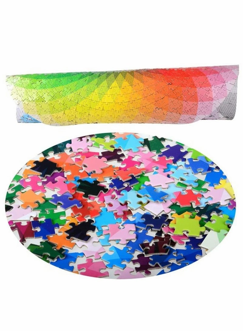 Excefore 1000 Piece Puzzles Gradient Color Rainbow with Cool Rainbow Effect Large Round Thicker Paper Palette Intellectual Game for Adults - Image 1