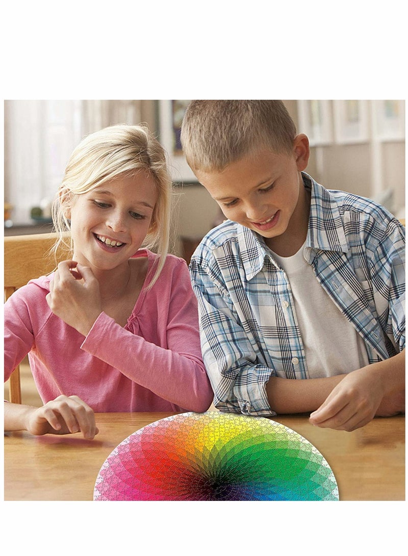 Excefore 1000 Piece Puzzles Gradient Color Rainbow with Cool Rainbow Effect Large Round Thicker Paper Palette Intellectual Game for Adults - Image 4