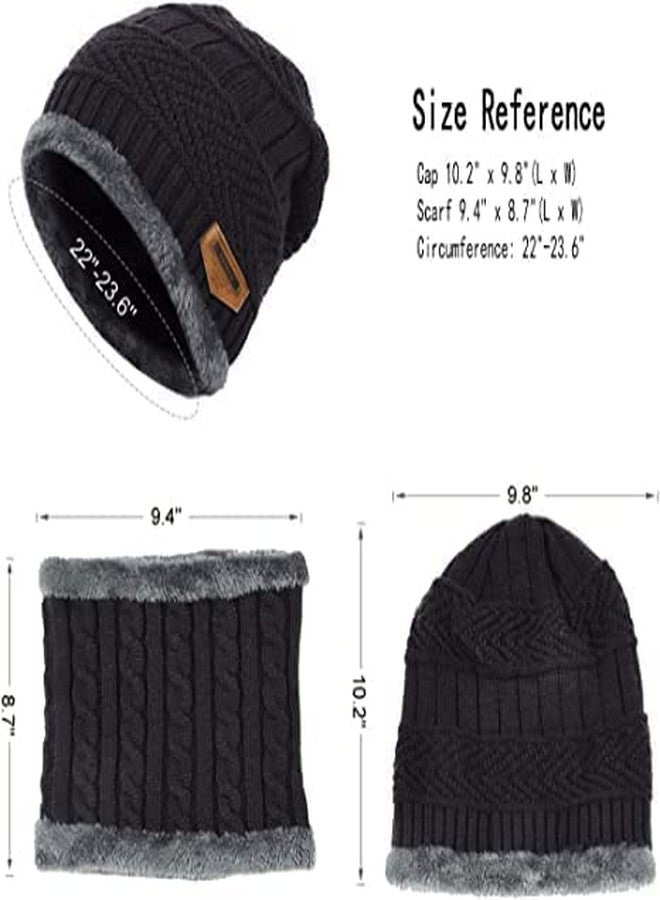 BeFall Winter Woolen Beanie Cap Hat Neck Warmer Scarf and Touch Screen Supported Mittens Woolen Gloves Set Combo Skull Cap for Men Women (Black) - Image 5