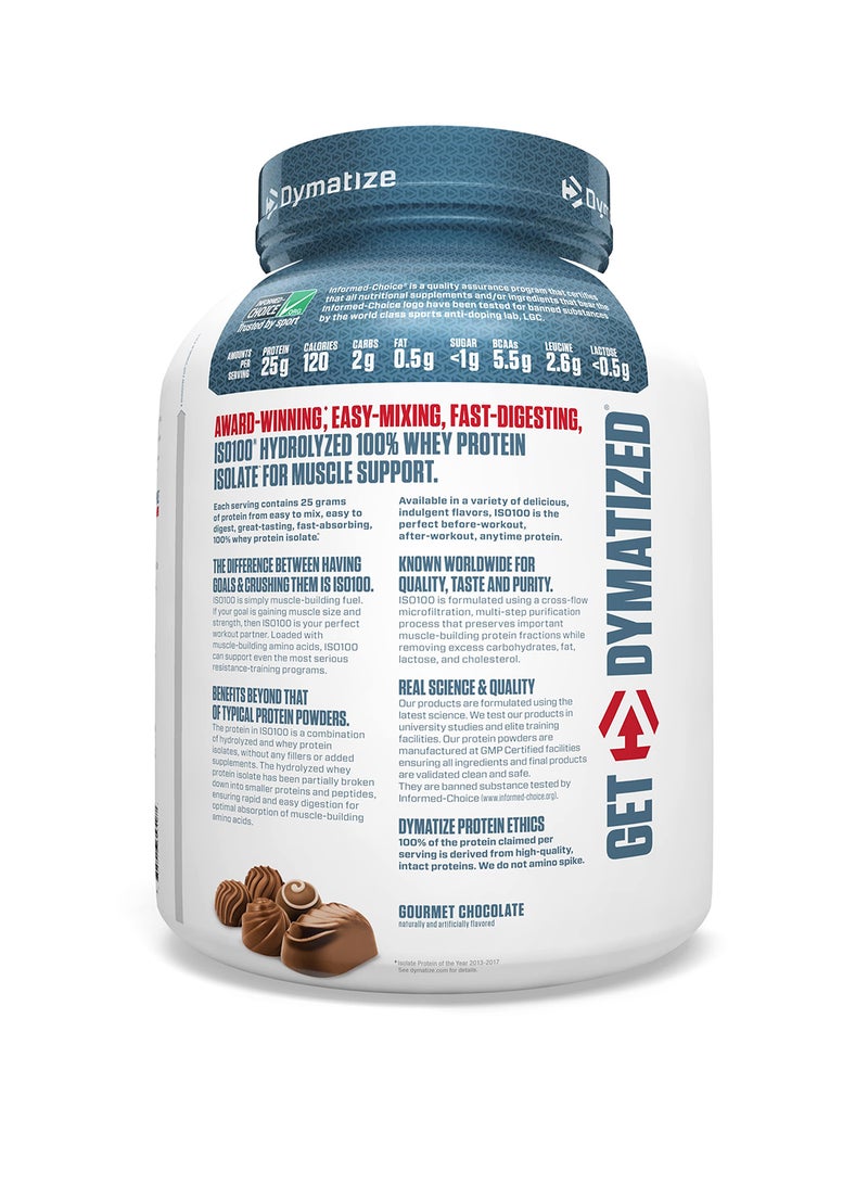 Dymatize ISO100 Hydrolyzed Protein Powder, 100% Whey Isolate, 25g Protein, 5.5g BCAAs, Gluten Free, Gourmet Chocolate, 2.27kg (5Lb), 71 Servings - Image 2