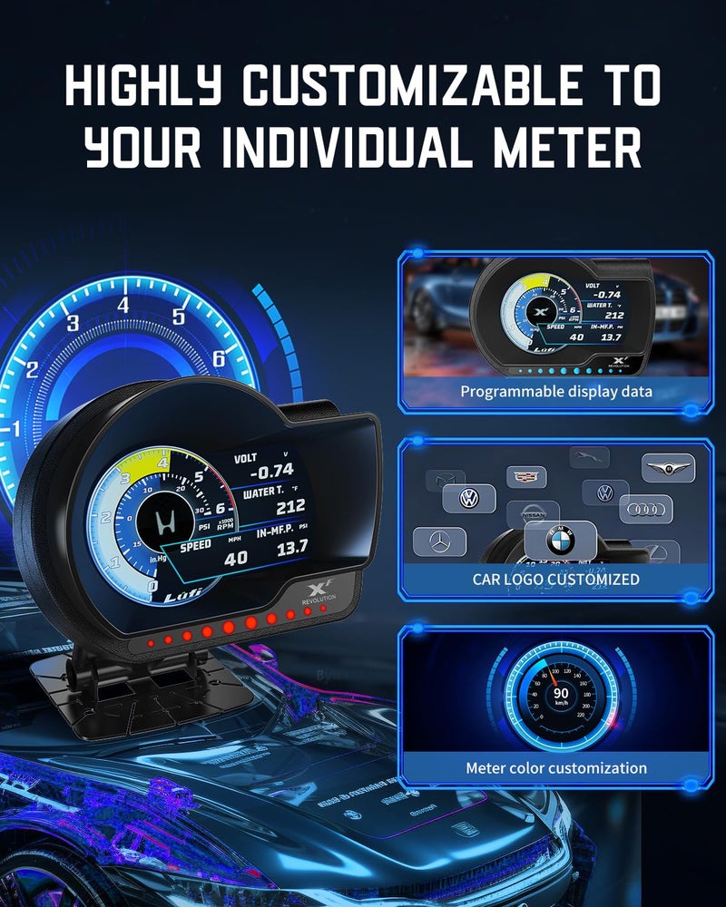 Lufi XF OBD2 gague Display, Boost Gauge, Water Temperature Meter, Vehicle Electronic Combination Instrument Cluster, not Suitable for Pure Electric Vehicles - Image 5