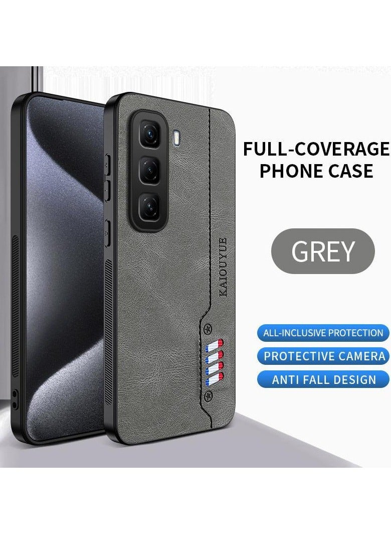 Leather Case for Infinix HOT 60, Soft Ultra Thin Retro Cover with Camera Protection Anti Fall Cover - Image 2