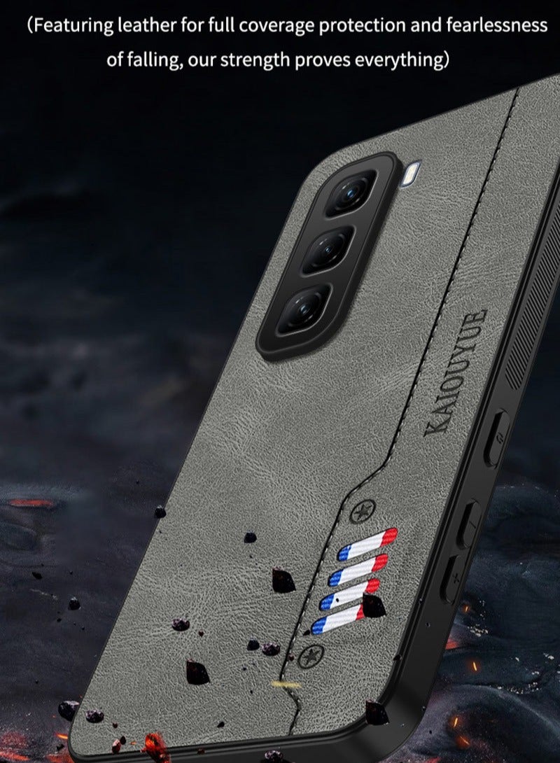 Leather Case for Infinix HOT 60, Soft Ultra Thin Retro Cover with Camera Protection Anti Fall Cover - Image 4