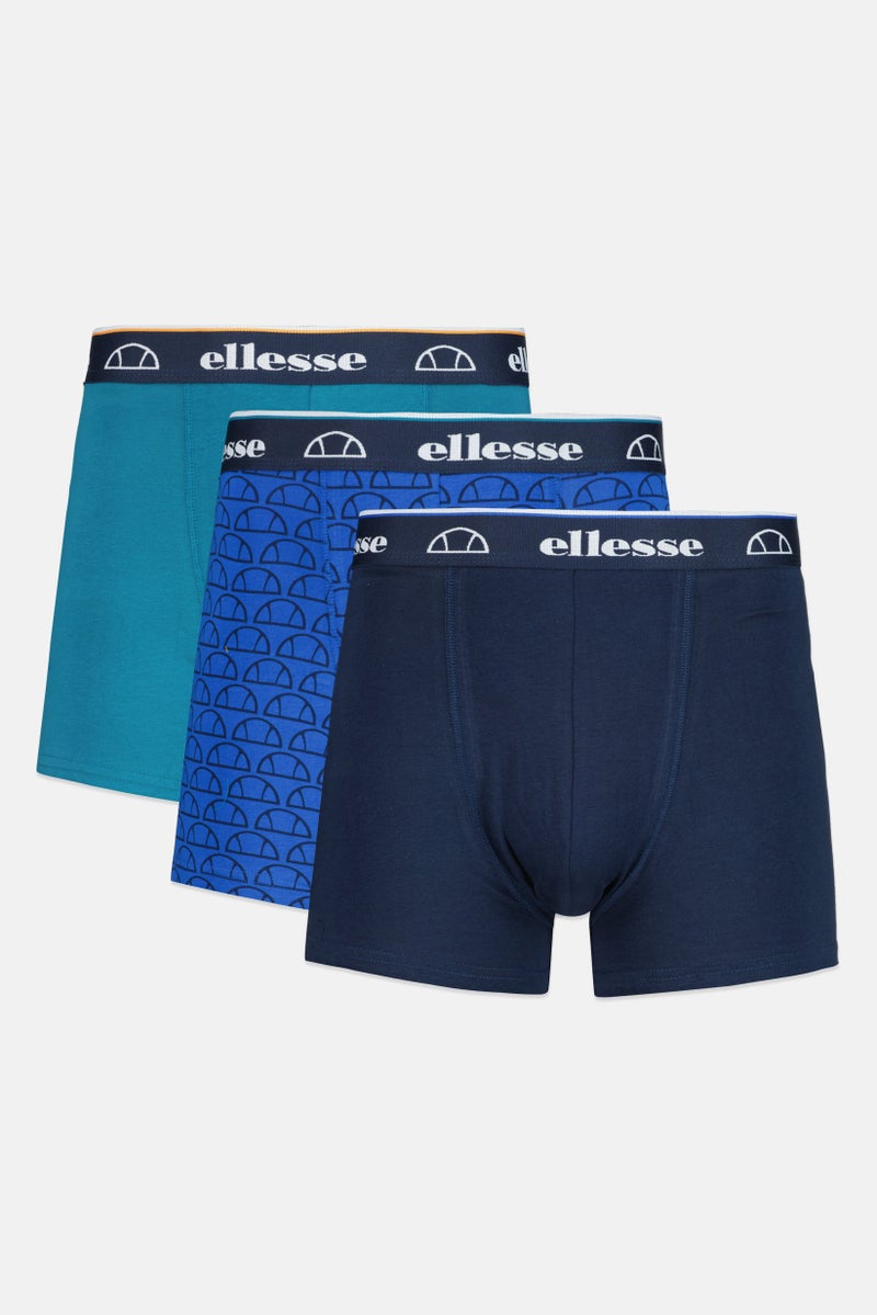 Ellesse شورتات رجالية 3 قطع بشعار العلامة التجارية، أزرق داكن/أخضر مائل إلى الأزرق - Image 1