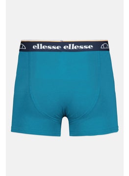 Ellesse Men 3 Pieces Brand Logo Trunks, Navy/Teal Green  - Image 3