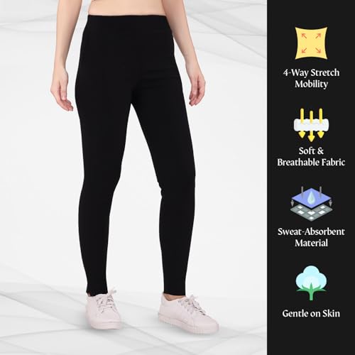 TRASA Ultra Soft Cotton Regular and Plus Stretchable Cotton Pants for Womens and Girls, Black - 3XL - Image 4