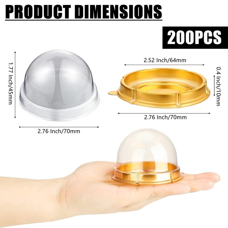 RHBLME 200 Pack Mini Bundt Cake Containers, Clear Plastic Small Cake Boxes with Dome Lids Mini Cupcake Boxes, Dome Muffin Single Container for Cookies Cheesecake Mooncake Desserts - Image 2