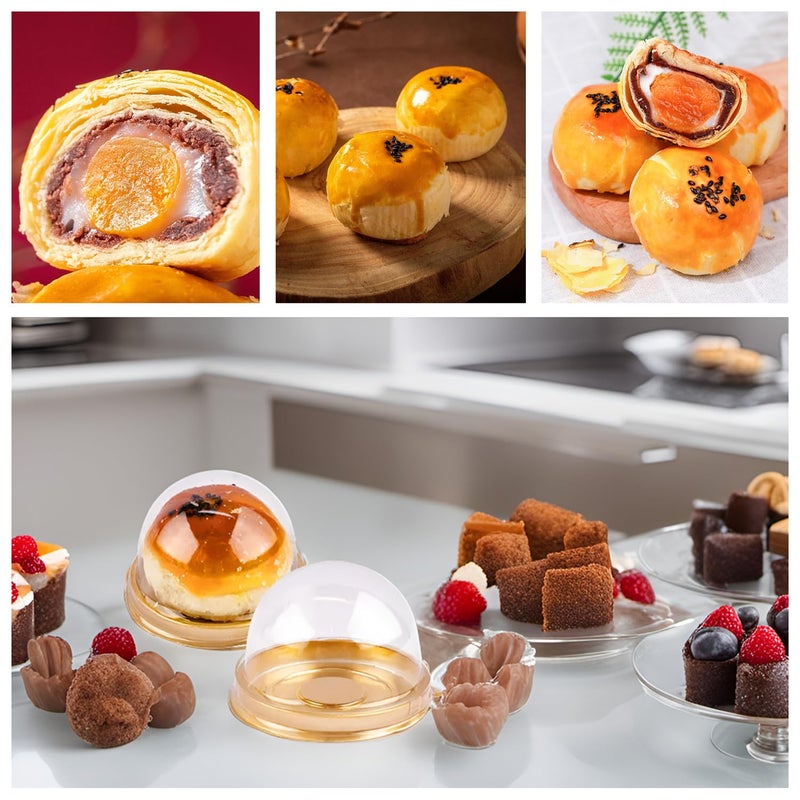 RHBLME 200 Pack Mini Bundt Cake Containers, Clear Plastic Small Cake Boxes with Dome Lids Mini Cupcake Boxes, Dome Muffin Single Container for Cookies Cheesecake Mooncake Desserts - Image 3