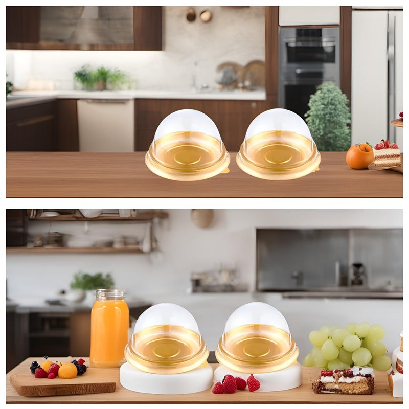 RHBLME 200 Pack Mini Bundt Cake Containers, Clear Plastic Small Cake Boxes with Dome Lids Mini Cupcake Boxes, Dome Muffin Single Container for Cookies Cheesecake Mooncake Desserts - Image 4