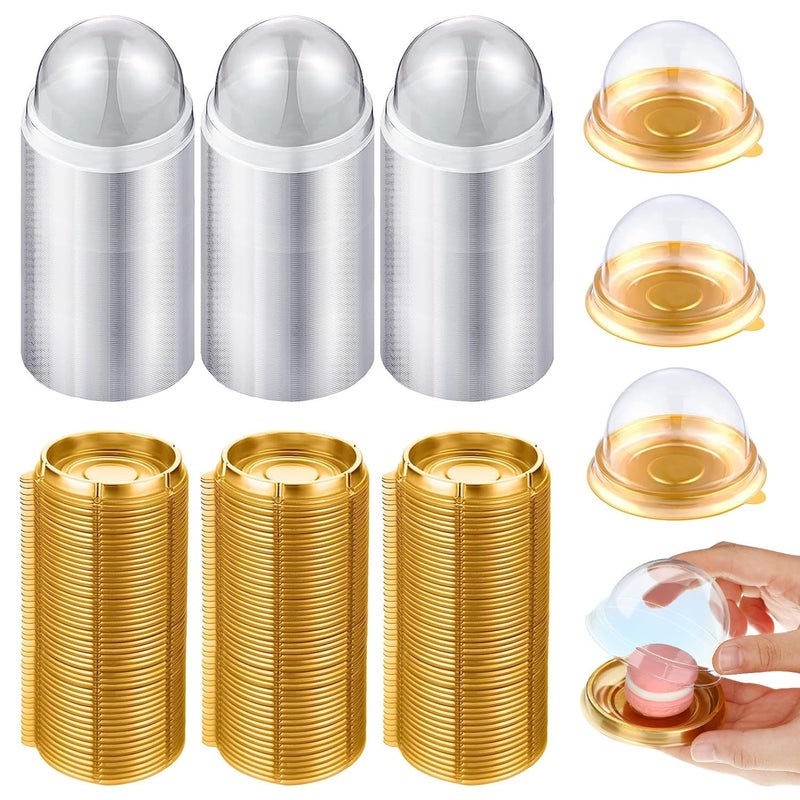 RHBLME 200 Pack Mini Bundt Cake Containers, Clear Plastic Small Cake Boxes with Dome Lids Mini Cupcake Boxes, Dome Muffin Single Container for Cookies Cheesecake Mooncake Desserts - Image 1