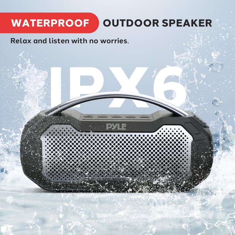 Pyle Portable Wireless Bluetooth Loud Streaming Speaker w/Deep Bass Hands-Free Microphone w/TWS Stereo Sound Function - IPX6 Waterproof Outdoor Speaker, 8H Playtime, AUX, BT Range 32+ ft - PCMPSB1BK - Image 3