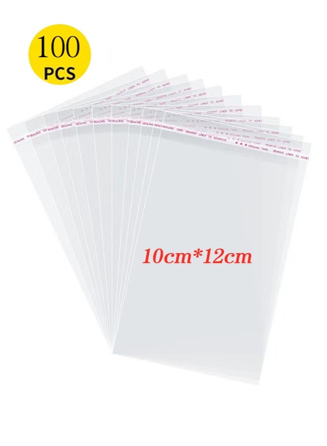 100 Clear Resealable Plastic Bags Snack Self-Sealing Bags for Packaging Cookies, Gifts, and Products, 4x5 inches (10*12 cm) - Image 1