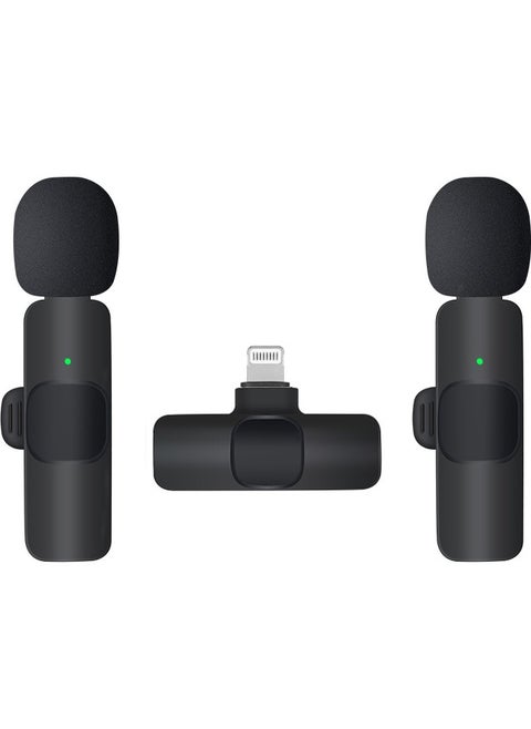Wireless Lavalier Microphone for iPhone iPad, Plug and Play Mini Mic for YouTube TikTok Live Streaming Gaming K Song Recording Auto Noise Reduction (MIC-Two For One)
