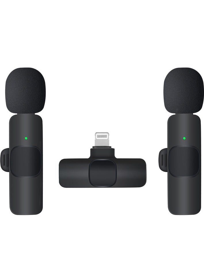 APEXEL Wireless Lavalier Microphone for iPhone iPad, Plug and Play Mini Mic for YouTube TikTok Live Streaming Gaming K Song Recording Auto Noise Reduction (MIC-Two For One)  - Image 1