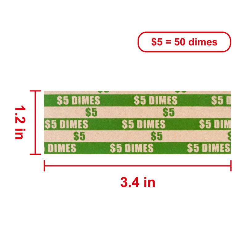 L LIKED 105 PCS Striped Flat Coin Wrappers Dimes Rolls Only, Green (105 PCS - Dimes) - Image 5