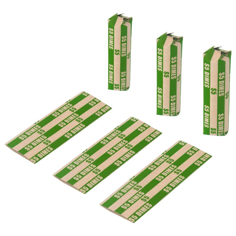 L LIKED 105 PCS Striped Flat Coin Wrappers Dimes Rolls Only, Green (105 PCS - Dimes) - Image 3