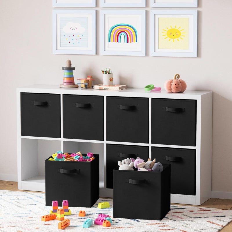 NEATERIZE Fabric Storage Cubes for Cube Organizer - 8 Pack Heavy Duty Storage Bins - 13 Inch Cube Storage Bin, Use As A Clothes Storage Box In Closet, Baskets For Shelves or Cubbies Storage bins (Black) - Image 5