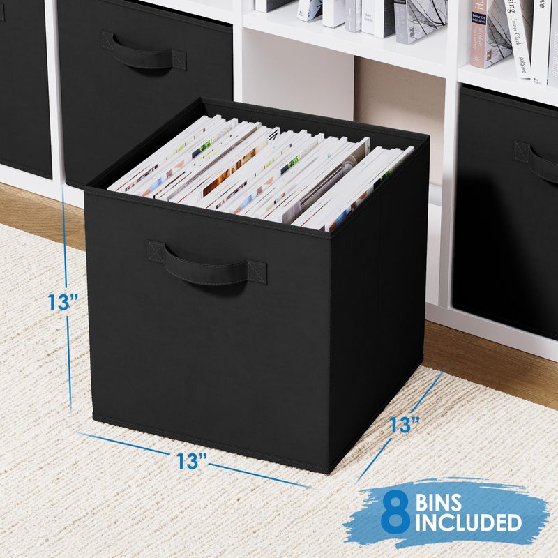 NEATERIZE Fabric Storage Cubes for Cube Organizer - 8 Pack Heavy Duty Storage Bins - 13 Inch Cube Storage Bin, Use As A Clothes Storage Box In Closet, Baskets For Shelves or Cubbies Storage bins (Black) - Image 2