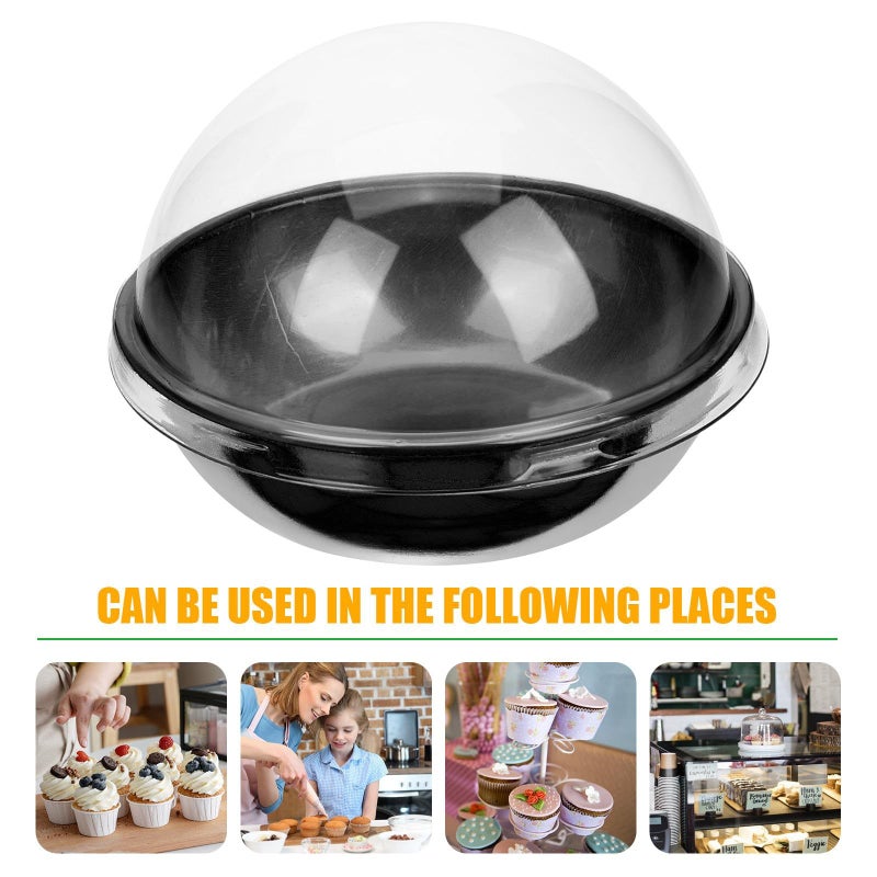 Garneck 50 Pack Black Mini Dome Dessert Containers With Lids For Muffins Cupcakes - Image 4