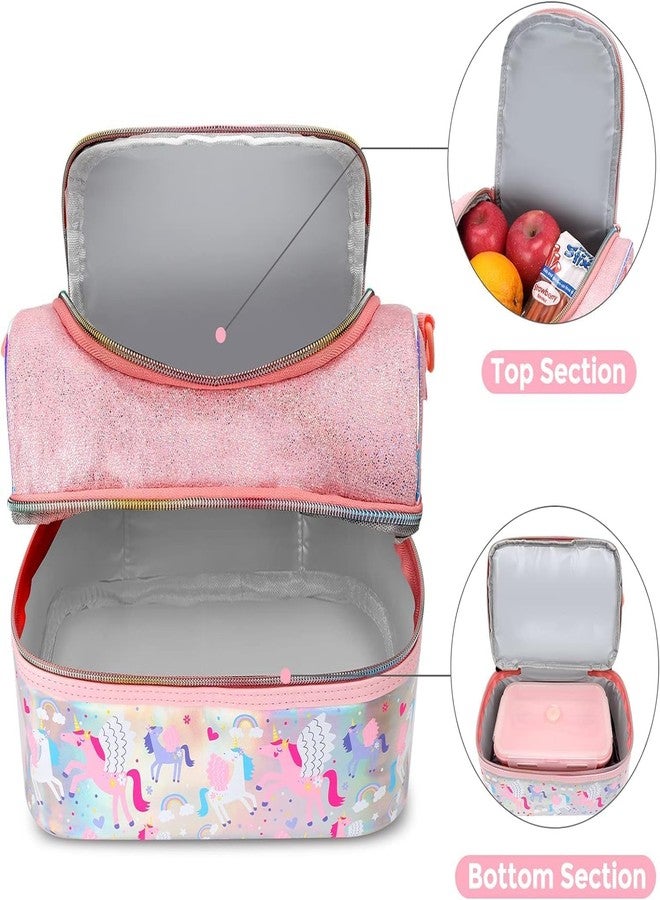 JERN Lunch Bag for Kids, Girls, Boys, Toddlers and Teens - Thermal Insulated School and Travel Bag with Water Bottle and Lunch Box Holder, Adjustable Strap (1, Pink) - Image 5