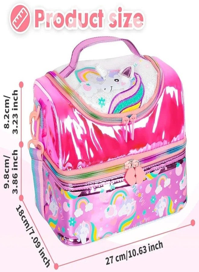 JERN Lunch Bag for Kids, Girls, Boys, Toddlers and Teens - Thermal Insulated School and Travel Bag with Water Bottle and Lunch Box Holder, Adjustable Strap (1, Pink) - Image 3
