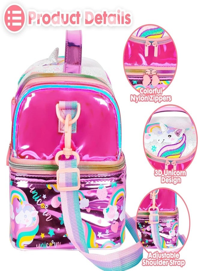 JERN Lunch Bag for Kids, Girls, Boys, Toddlers and Teens - Thermal Insulated School and Travel Bag with Water Bottle and Lunch Box Holder, Adjustable Strap (1, Pink) - Image 2
