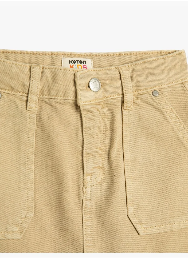KOTON Mini Jean Skirt Pocket Detail Button Closure Cotton