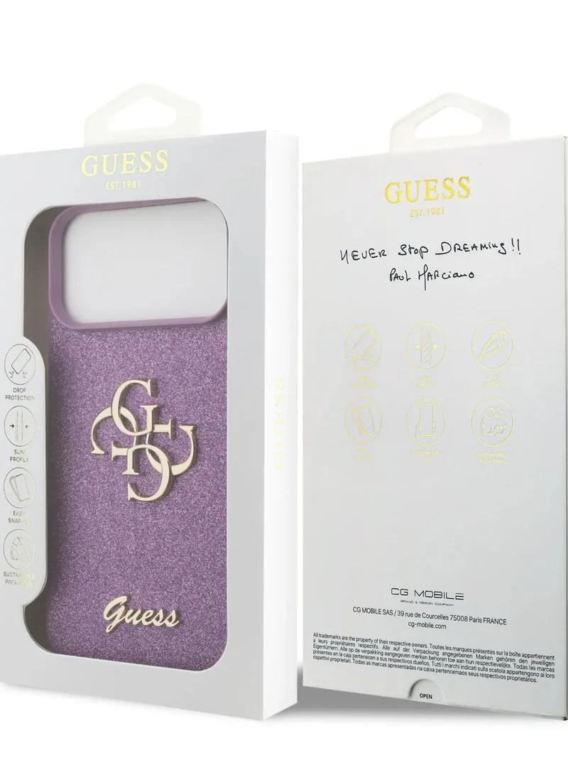 GUESS iPhone 17 Pro Max Case PU Glitter Cover With Big 4G Metal Logo - Lilac