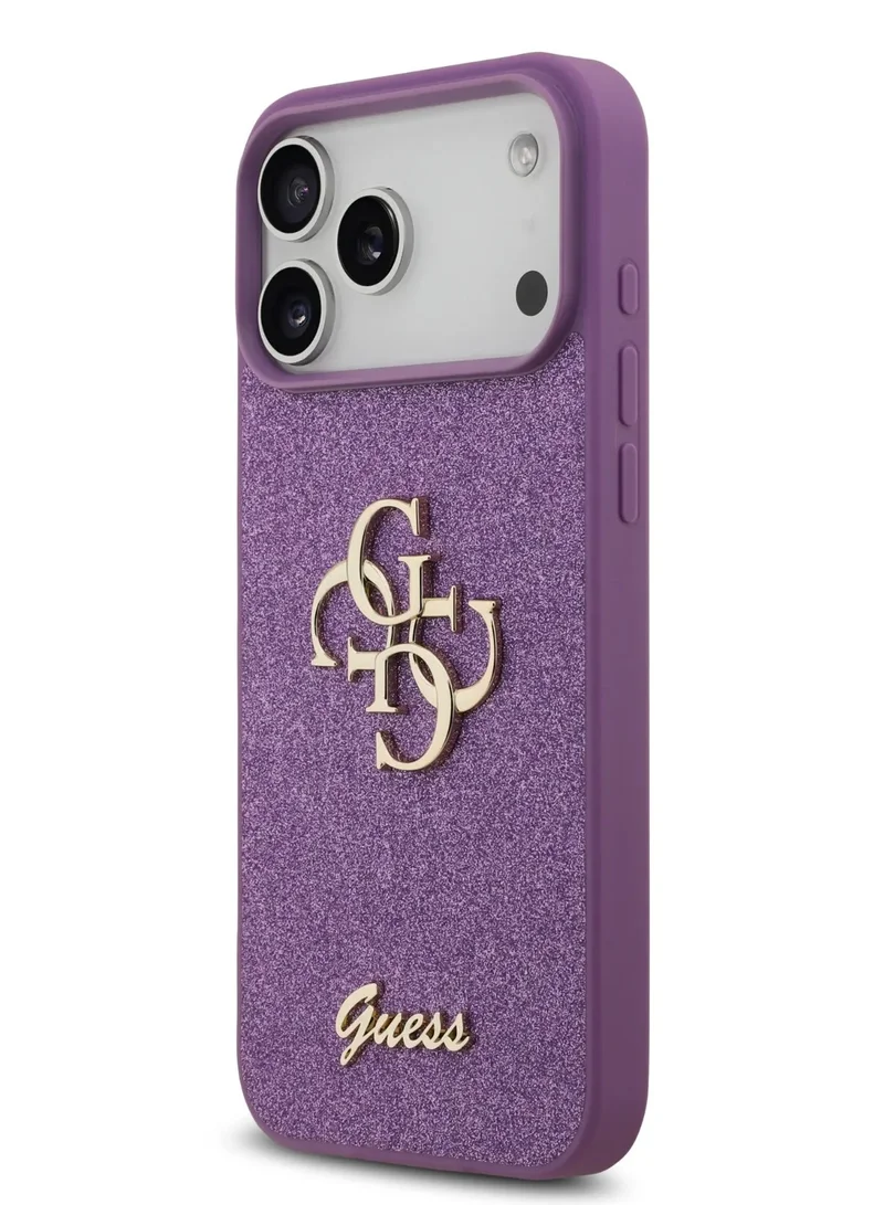 GUESS iPhone 17 Pro Max Case PU Glitter Cover With Big 4G Metal Logo - Lilac