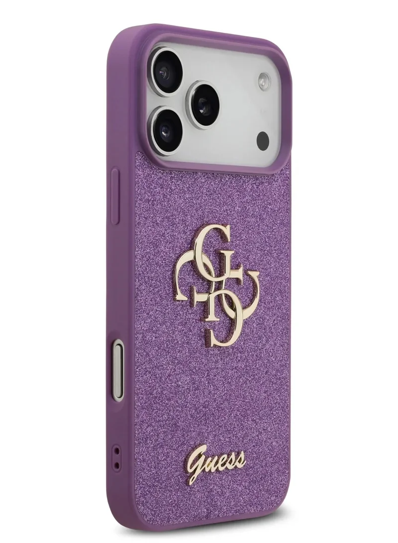 GUESS iPhone 17 Pro Max Case PU Glitter Cover With Big 4G Metal Logo - Lilac