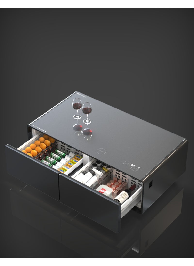 Star Track 135L Smart Touch Table Fridge with Bluetooth Speaker, Wireless & USB Charging, Dual Cooling Zones, LED Temperature Display, Silent Compressor Cooling, Stylish Black Mini Bar Table Refrigerator – ST-TMT-135L