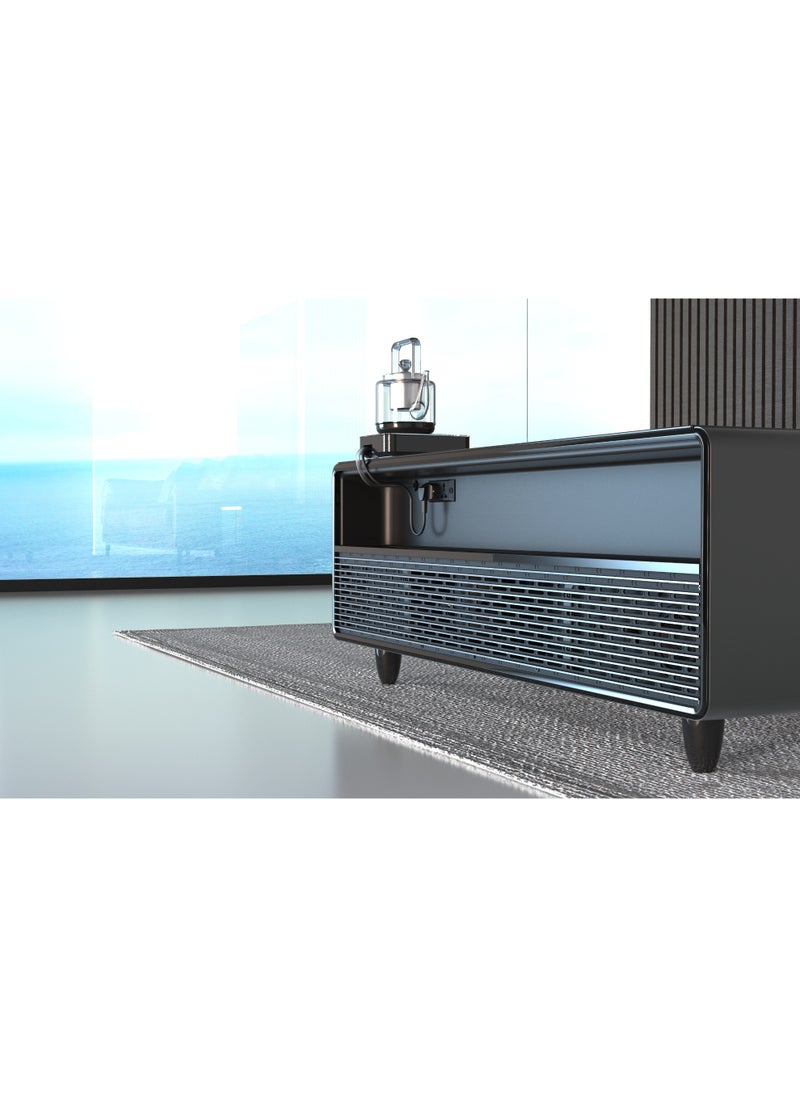 Star Track 135L Smart Touch Table Fridge with Bluetooth Speaker, Wireless & USB Charging, Dual Cooling Zones, LED Temperature Display, Silent Compressor Cooling, Stylish Black Mini Bar Table Refrigerator – ST-TMT-135L