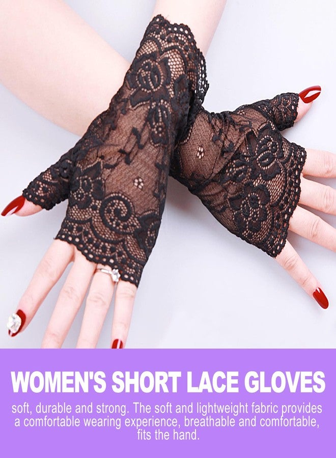 ZeriLion 2 Pairs Black Lace Fingerless Gloves for Women | Elegant Victorian Style Wrist Cuffs for Wedding, Bridal, Formal Events & Tea Party | Short Vintage Fashion Accessory - Image 4