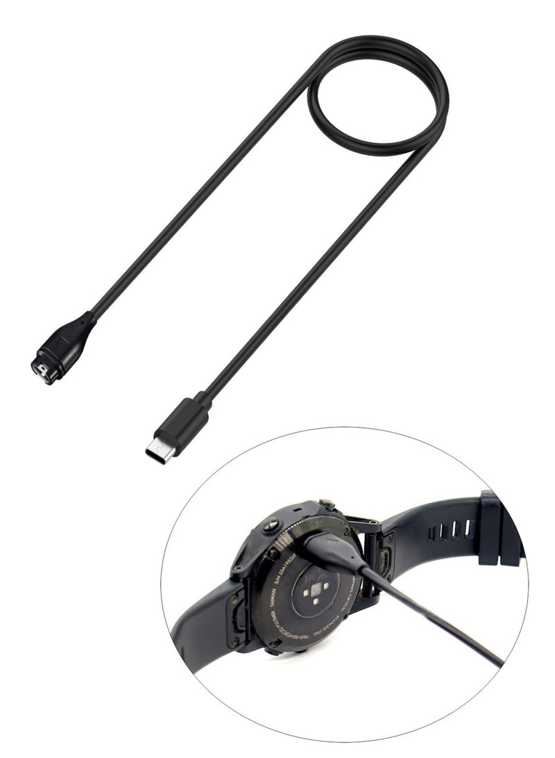 Type-C Data Charging Cable for Garmin Watch  Fenix 7/7S/7X/6/6S/6X5/5S/5X, 1 Meter, Black - Image 1