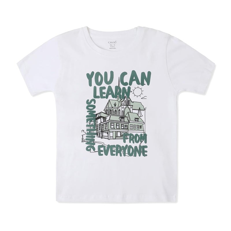 CAVIO Boys Cotton Printed Full Sleeve Jacket and T-Shirt - White - Image 2