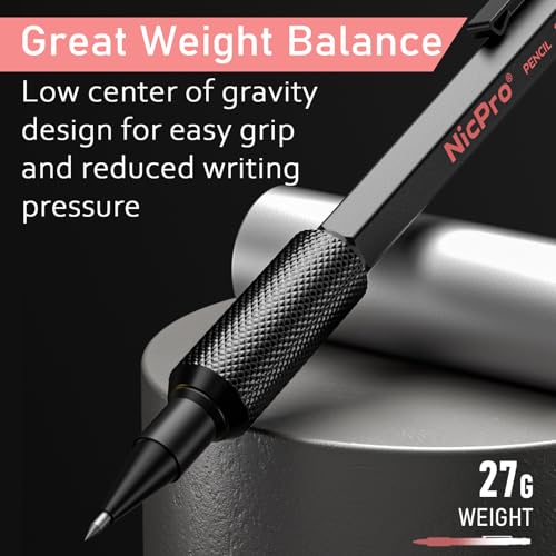 Nicpro Metal Mechanical Pencil Set, 3PCS Art Drafting Pencil 0.5, 0.7, 0.9MM & 2PCS 2MM Mechanical Drawing Pencils with 126 Lead(4B 2B HB 2H 4H Color) Weatherproof Barrel for Writing Sketching Drawing - Image 4