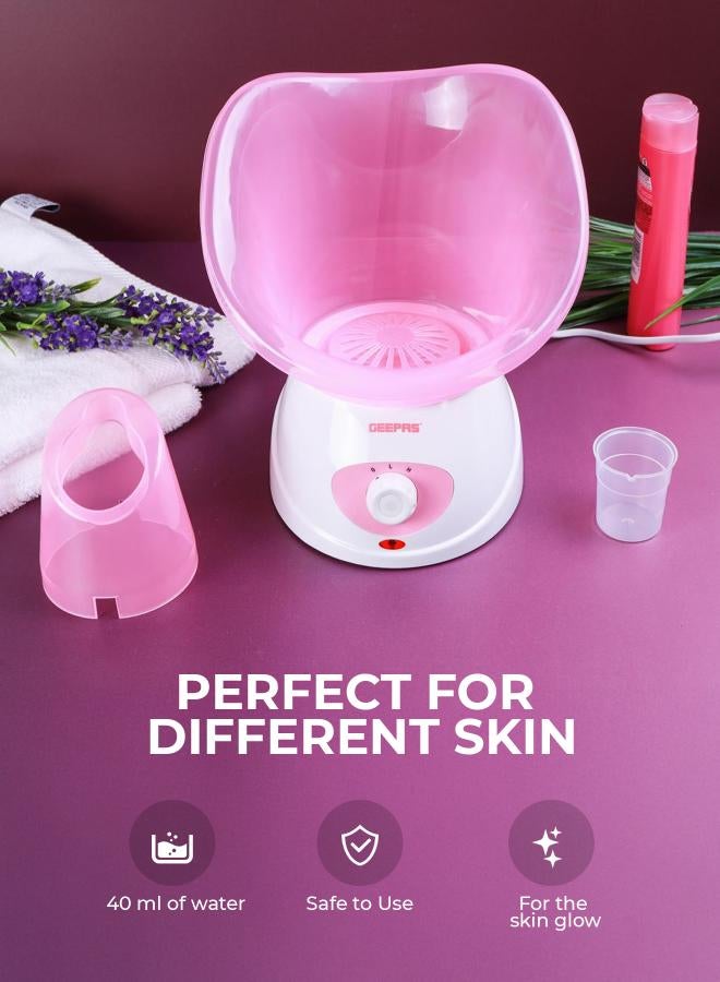 GEEPAS Facial Steamer, 40ml Capacity, 2 Speed, GFS8701, Includes 1pc Face Mask, Nose Mask, Measuring Cup, Steamer for Face, Nose, Cold, Etc Pink/White - Image 5