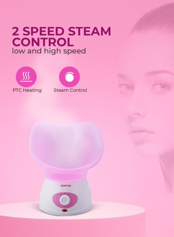 GEEPAS Facial Steamer, 40ml Capacity, 2 Speed, GFS8701, Includes 1pc Face Mask, Nose Mask, Measuring Cup, Steamer for Face, Nose, Cold, Etc Pink/White - Image 4